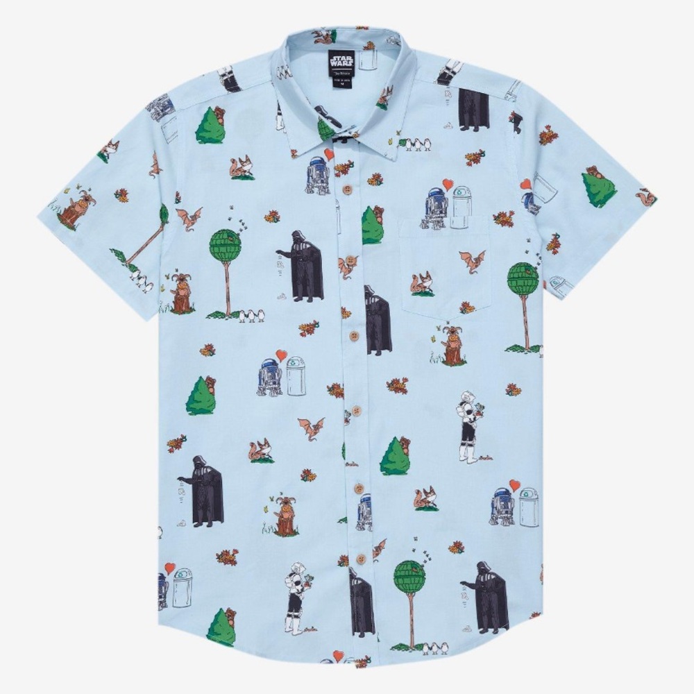 Unisex Star Wars Earth Day Allover Print Woven Button Up Boxlunch Exclusive